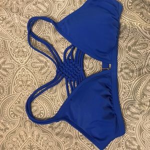 Royal blue triangle bikini top.